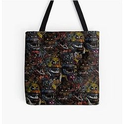 Five Nights at Freddy's Bags - Nightmare Freddy/Nightmare Bonnie/Nightmare Chica/Nightmare Foxy All Over Print Tote Bag