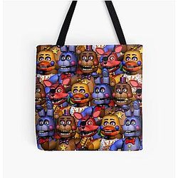 Five Nights at Freddy's Bags - Rockstar Freddy/Rockstar Bonnie/Rockstar Chica/Rockstar Foxy All Over Print Tote Bag