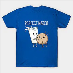 Perfect Match funny milk and cookie lover girl Candy Couple Classic T-shirt TP1002