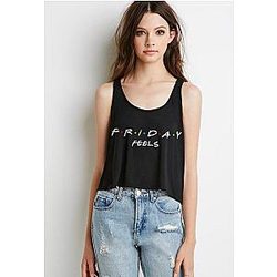 Friends Tank Tops - F.R.I.E.N.D.S "Friday Feels" Boxy, Cropped Tank Top FRI3012