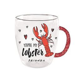 Friends Mugs - Friends You're My Lobster 14 Ounce Glitter Handle Glass Mug FRI3012
