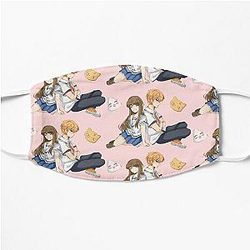 Fruits Basket Face Masks - Tohru Honda and Kyo Sohma with onigiri and cat motif Flat Mask RB0909