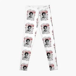 G-Dragon BIGBANG Kwon Ji-yong Retro Preppy Red and Black Collage Design Leggings