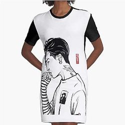 G-Dragon Illustration Style Graphic T-Shirt Dress