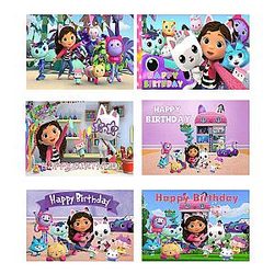 Gabby Dollhouse Happy Birthday Party Photo Backdrop