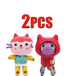25cm 2pcs Baby Box Cat and DJ Catnip Gabby Dollhouse Stuffed Animals Plush