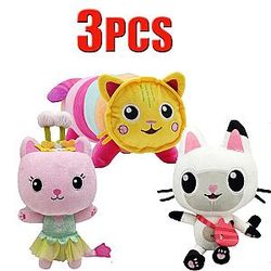 25cm 3pcs Cats Gabby Dollhouse Stuffed Animals Plush