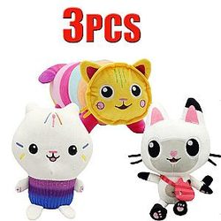 25cm 3pcs Cats Gabby Dollhouse Stuffed Animals Plush