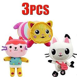 25cm 3pcs Cats Gabby Dollhouse Stuffed Animals Plush