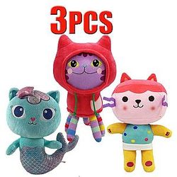 25cm 3pcs Cats Gabby Dollhouse Stuffed Animals Plush