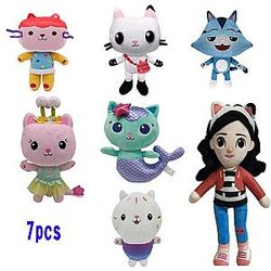 25cm 7pcs Cats and Gabby Girl Gabby Dollhouse Stuffed Animal Plush