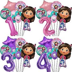 Gabby Dollhouse Pink Purple Number Balloon Birthday Party Decoration