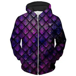 Galactic Dragon Scale Purple Unisex Zip Galaxy Hoodie