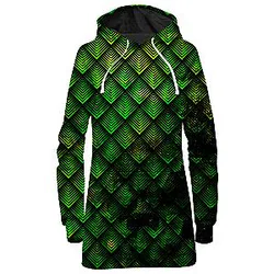 Galactic Dragon Scale Green Galaxy Hoodie Dress