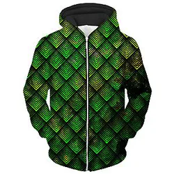 Galactic Dragon Scale Green Unisex Zip Galaxy Hoodie