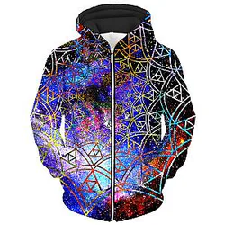 Fractal Unisex Zip Galaxy Hoodie