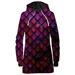 Galactic Dragon Scale Pink Galaxy Hoodie Dress
