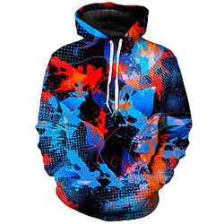 Blue and Orange Paint Splatter Unisex Galaxy Hoodie
