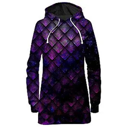 Galactic Dragon Scale Purple Galaxy Hoodie Dress