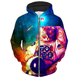 Catstronaut Unisex Zip Galaxy Hoodie