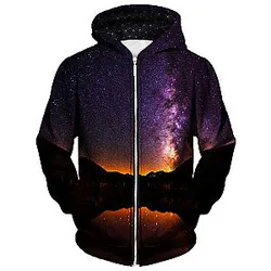 Starlit Valley Unisex Zip Galaxy Hoodie