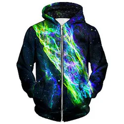 Electric Wave Unisex Zip Galaxy Hoodie
