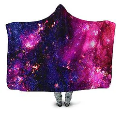 Purple Cosmos Galaxy Hooded Blanket