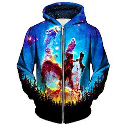 Tree Space Unisex Zip Galaxy Hoodie