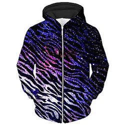 Zebra of the Night Unisex Zip Galaxy Hoodie