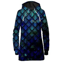 Galactic Dragon Scale Teal Galaxy Hoodie Dress