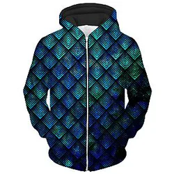 Galactic Dragon Scale Teal Unisex Zip Galaxy Hoodie