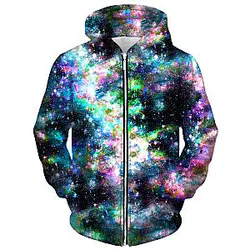 Weird Rave Unisex Zip Galaxy Hoodie