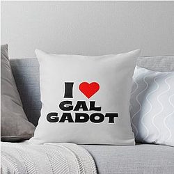 I Love Gal Gadot Black Font Throw Pillow