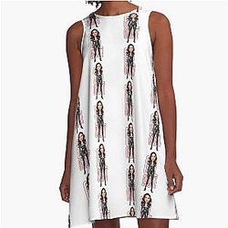 Funny caricature of Gal Gadot actress wearing an A-Line Dress.