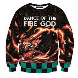 Demon Slayer Sweaters - Dance Of The Fire God Unisex Wool Sweater FH0709