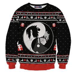 Naruto Sweaters - Yin Yang Naruto Sasuke Christmas Unisex Wool Sweater FH0709