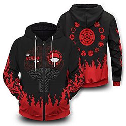 Naruto Hoodies - Scorching Uchiha Unisex Zipped Hoodie FH0709