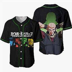 Cowboy Bebop Jet Black Baseball Jersey Shirts Custom Anime Merch Clothes HA0601 OT2102