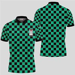 Tanjiro Kamado Polo Shirt Custom Anime Kimetsu Costume OT2102