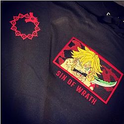 Seven Deadly Sins Meliodas Sin Of Wraith Embroidered Anime Hoodie CK3012