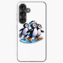 Adesivo de três pinguins patinando no gelo Caso Samsung Galaxy