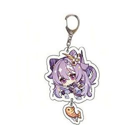 Genshin Impact Keqing Cosplay Acrylic Keychain G Shaped Buckle  Offical Merch FG2502