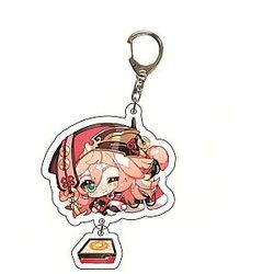 Cute Genshin Impact Yanfei Cosplay Acrylic Keychain G Shaped Buckle  Offical Merch FG2502