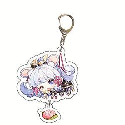 Cute Genshin Impact Kamisato Ayaka Cosplay Acrylic Keychain G Shaped Buckle  Offical Merch FG2502
