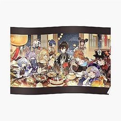 Genshin Impact Poster - Genshin Impact Characters Having Dinner  Poster RB1109