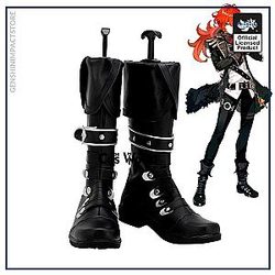 Genshin Impact Diluc Ragnvindr Cosplay Low Heel Shoes Boots