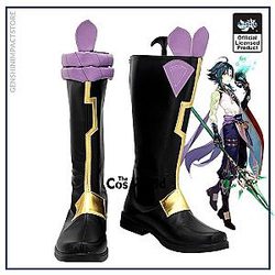 Genshin Impact Liyue Harbor Xiao Games Low Heels Shoes Boots