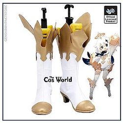 Genshin Impact Traveler Paimon Games Cosplay High Heels Shoes Boots