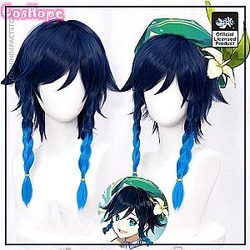 Genshin Impact Venti Cosplay Unisex 50cm Blue Wig