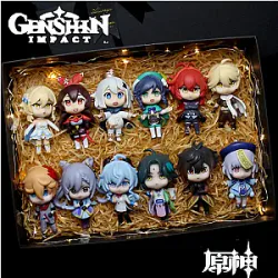 6pcs/set Genshin Impact Anime Game Cartoon Aether Lumine Amber Venti Diluc Paimon Figure Toys